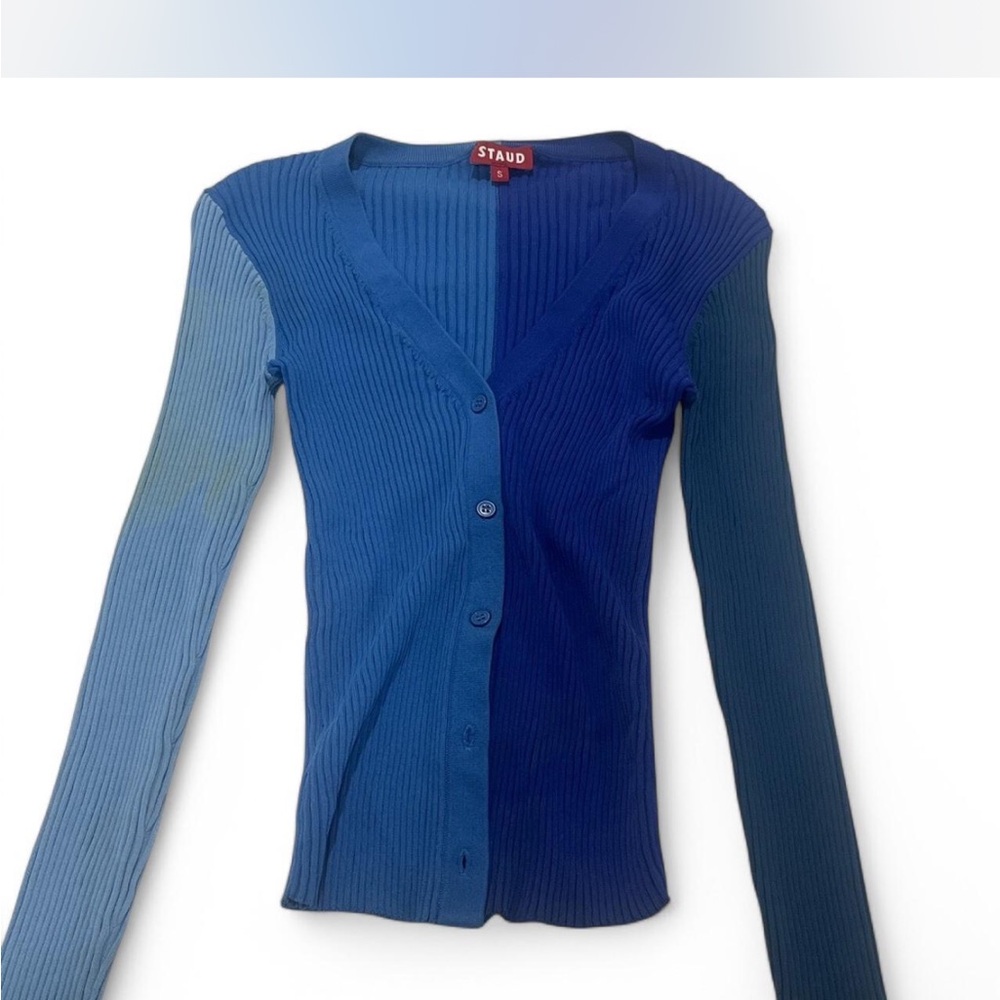 Staud Blue Colorblock Cardigan